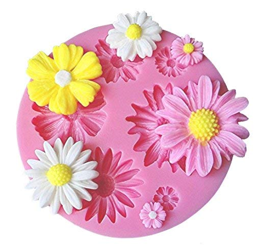 Product Cover SaSa Design SaSa Design Flower Daisy Mold,Soap Clay Fimo Chocolate Sugarcraft Baking Tool DIY Cake Silicone Mold for Baby Shower Party Cake Decoration (Flower Mold)
