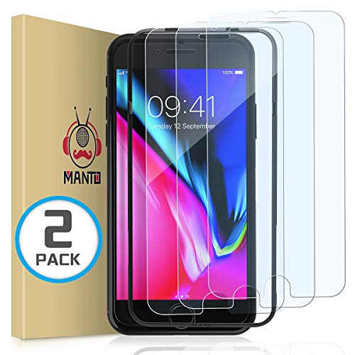 Product Cover MANTO Screen Protector for iPhone 8 Plus 7 Plus 6s Plus 6 Plus 5.5-Inch Tempered Clear Glass with Easy Installation Frame, 2-Pack