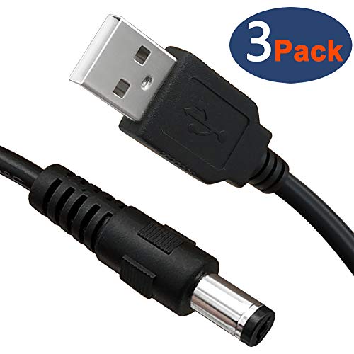 Product Cover SIOCEN 3-Pack 4ft USB 2.0 A Type Male to DC 5.5 x 2.1mm DC 5V Power Plug Connector Cable USB to 5v Power Cable USB to DC Power Charger Cord