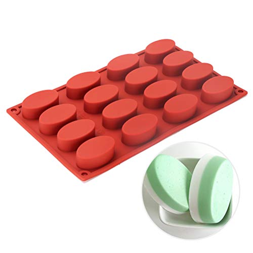 Product Cover Silicone Oval Mold - 16 Cavities Nonstick Silicone Mold, Soap Mold Chocolate Molds, Ice Cube Tray, Silicone Candy Mold, DIY Moulds for Muffin/ Biscuit /Pudding