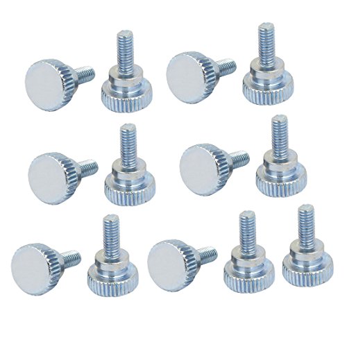 Product Cover uxcell M4x10mm Flat Knurled Head Fully Threaded Thumb Screws Bolts Fastener 15pcs