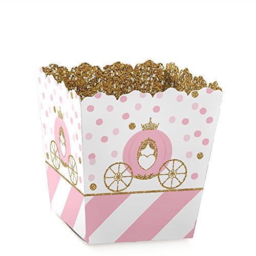 Product Cover Little Princess Crown - Party Mini Favor Boxes - Pink and Gold Princess Baby Shower or Birthday Party Treat Candy Boxes - Set of 12