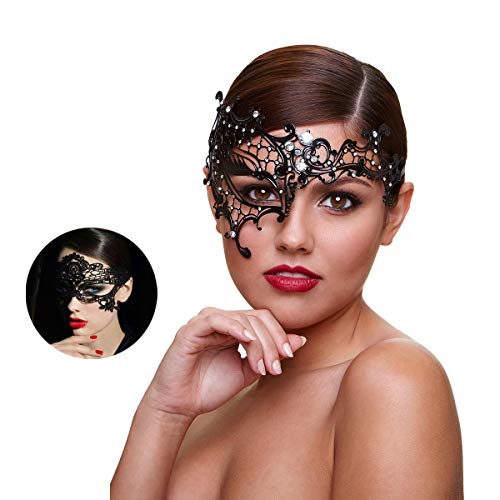 Product Cover Masquerade Mask Women Shiny Rhinestone Venetian Party Prom Ball Metal Mask