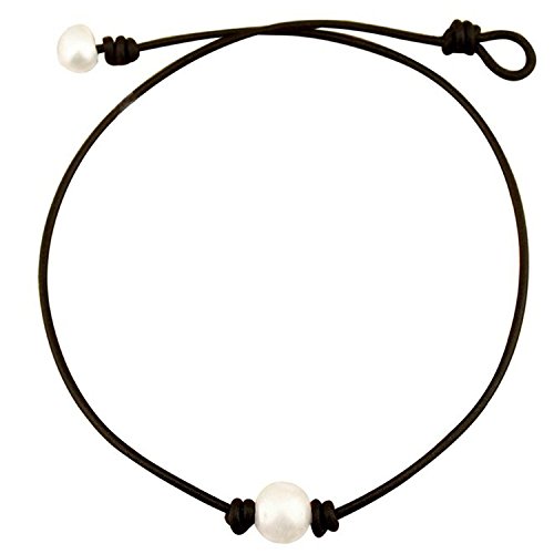 Product Cover Weilim Single Pearl Leather Choker Necklace for Women Handmade Choker Jewelry Gift