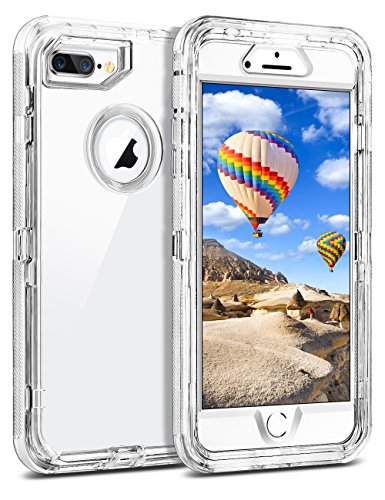 Product Cover Coolden Case for iPhone 8 Plus Case iPhone 7 Plus Case Hybrid Clear Heavy Duty Protective Cover Dual Layer Hard Shell Shockproof TPU Case for 5.5 Inches iPhone 6 Plus 7 Plus 8 Plus, Transparent