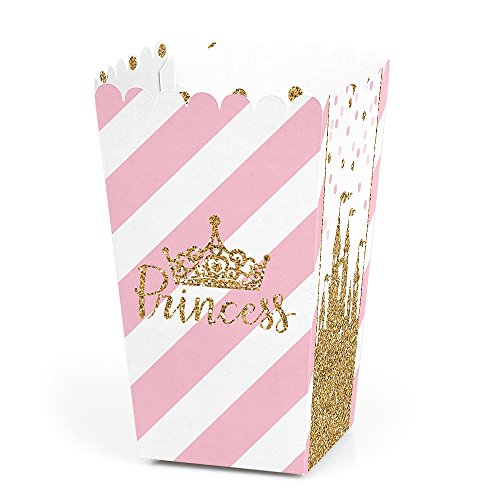 Product Cover Little Princess Crown - Pink and Gold Princess Baby Shower or Birthday Party Favor Popcorn Treat Boxes - Set of 12