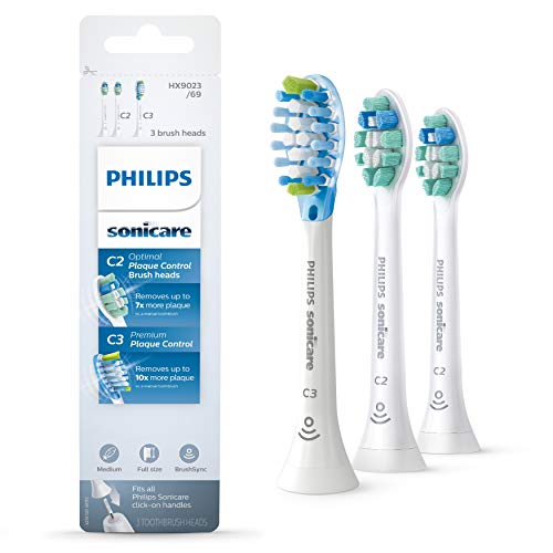 Product Cover Genuine Philips Sonicare Toothbrush Head Variety Pack - C3 Premium Plaque Control & C2 Optimal Plaque Control, 3 Pack, white, HX9023/69