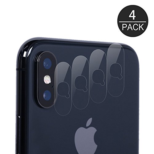 Product Cover (Pack of 4) iPhone X Camera Lens Protector, Akwox Ultra Thin 0.2mm 9H Hard Tempered Glass Camera Lens Protecive Protector for iPhone X,with Anti-Scratch,Dustproof,High Transmittance