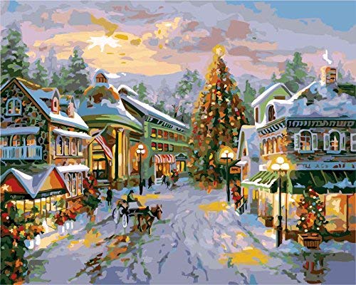 Product Cover DoMyArt Paint by Number Kit, DIY Oil Painting - Colorful Christmas 16X20 Inch