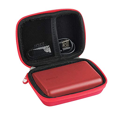 Product Cover Hermitshell Hard EVA Travel Case Fits Anker PowerCore 10000 One of The Smallest and Lightest 10000mAh External Batteries Ultra-Compact Power Bank (AK-A1263011) (Red)