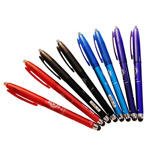 Product Cover Erasable Pens, Colorful Erasable Pens, Fine Point, Assorted Color Inks, 8-Pack (Erasable with Stylus 1)