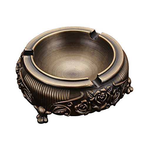 Product Cover Feximzl Vintage Metal Ashtray with Embossed Flower for Outdoor & Indoor Use