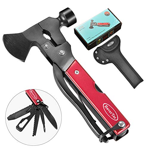 Product Cover 14 in 1 Stainless Steel Multitool in Durable Black Oxide, Gifts for Men & Women, Perfect for Camping, Survival Kit, Outdoors, Car Tool with Hammer, Axe, Knife, Plier, Screwdrivers, Saw, Bottle Opener+