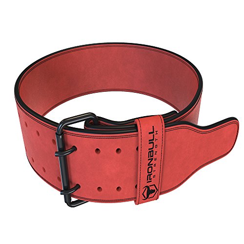 Product Cover Iron Bull Strength Powerlifting Belt - 10mm Double Prong - 4-inch Wide - Heavy Duty for Extreme Weight Lifting Belt (Red, X-Large)