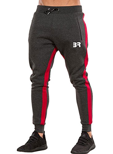 Product Cover Ouber Men's Gym Jogger Pants Slim Fit Workout Running Sweatpants with Zipper Pockets