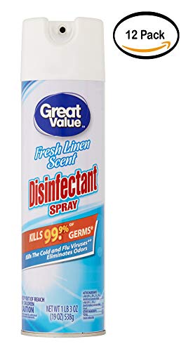 Product Cover PACK OF 12 - Great Value Disinfectant Spray, Fresh Linen Scent, 19 oz