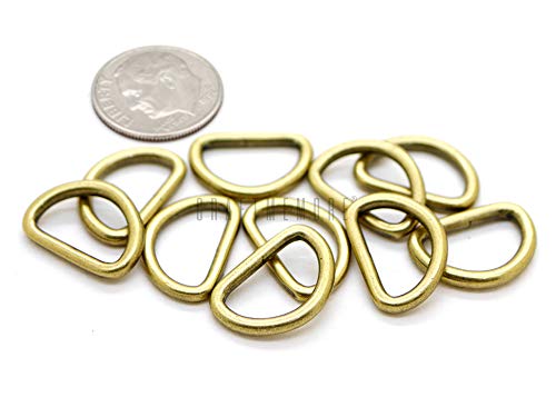 Product Cover CRAFTMEmore 3/8 or 1/2 Inch Tiny D-Ring Findings Metal Welded D Rings for Zip Connector Puller Landyard Purse Making Pack of 50 (Antique Brass, 1/2 Inch)