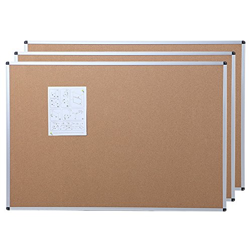 Product Cover VIZ-PRO Cork Notice Board, 24 X 18 Inches, 3 Pack, Silver Aluminium Frame
