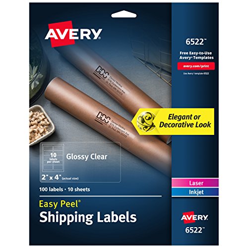 Product Cover Avery Easy Peel Shipping Labels, Glossy, Clear, 2