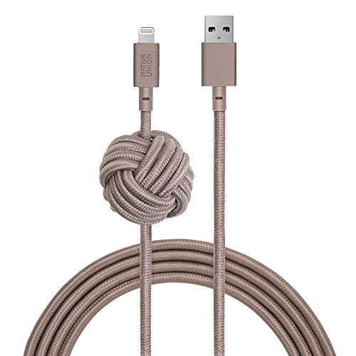 Product Cover Native Union Night Cable - 10ft Ultra-Strong Reinforced [Apple MFi Certified] Lightning to USB Charging Cable with Weighted Knot for iPhone/iPad (Taupe)