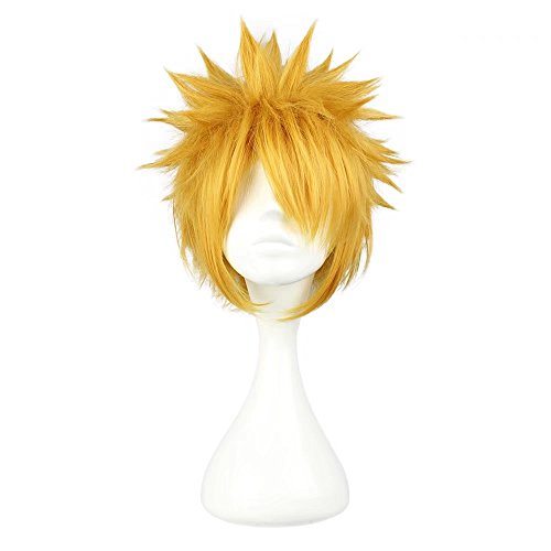 Product Cover COSPLAZA Long Gold Yellow Pre-Styled Pony Male Hero Anime Show Party Cosplay Wig Anime Full Hair