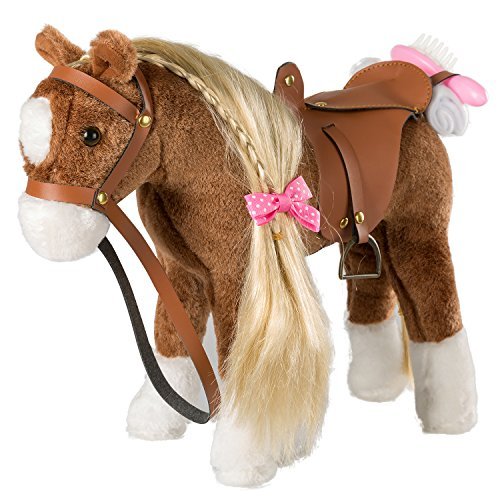 Product Cover Stuffed Animal Horse Pretty Plush Toy Pretend Play Horse 11 inches Brown by HollyHOME