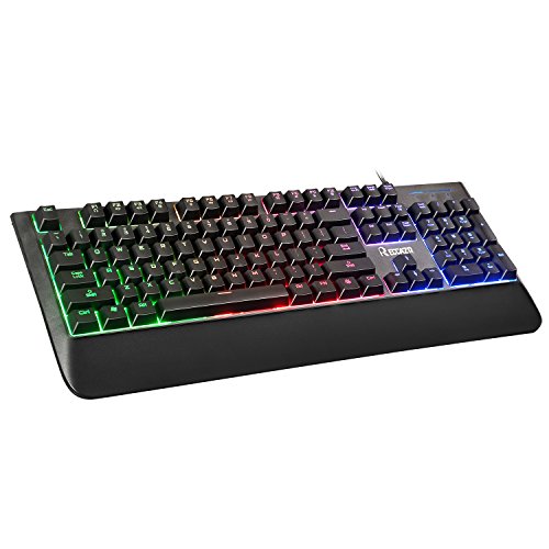 Product Cover Reccazr Gaming Keyboard Wired Backlit Keyboard with Wrist Rest 19 Keys Anti-ghosting,Multimedia Shortcuts,Waterproof Computer Keyboard for Gamers and Typists