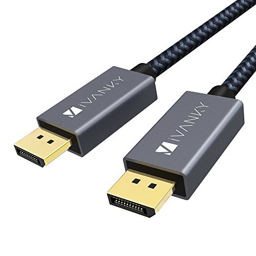 Product Cover DisplayPort Cable 6.6ft DP Cable iVanky Nylon Braided [2K 165Hz, 2K 144Hz, 4K 60Hz] Display Port Cable High Speed DisplayPort to DisplayPort Cable for PC, Laptop, TV Slim Aluminum Shell, Grey