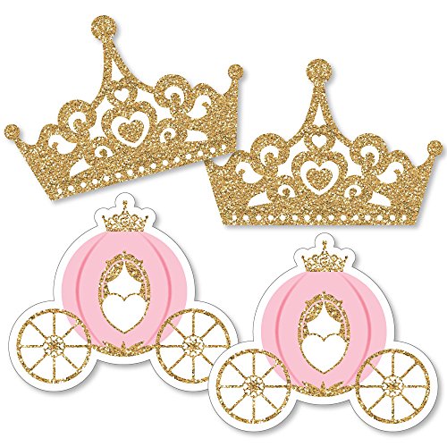 Product Cover Little Princess Crown - Tiara & Carriage Decorations DIY Pink and Gold Princess Baby Shower or Birthday Party Essentials - Set of 20