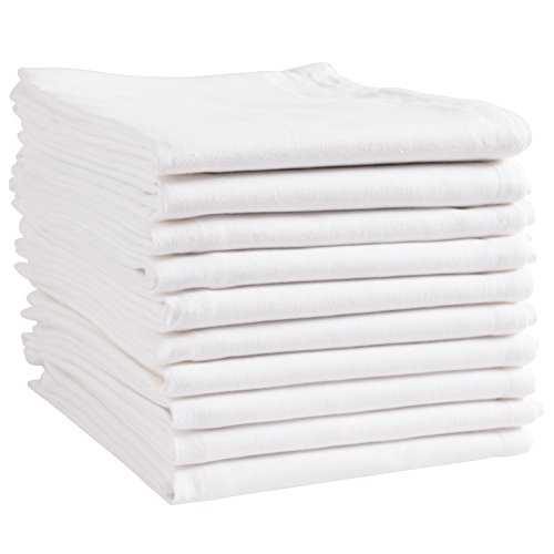 Product Cover KAF Home White Kitchen Towels, 10 Pack, 100% Cotton - 20 x 30, Soft and Functional Multi-Purpose, Baking, Cooking, Cleaning, Printing, Monogramming, and Embroidery (Plain Weave)