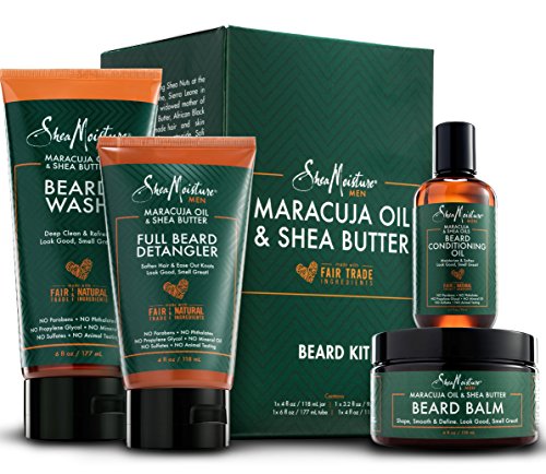Product Cover Shea Moisture Complete Beard Kit | All Natural Ingredients | Maracuja Oil & Shea Butter | Beard Balm | Beard Conditioning Oil | Beard Wash | Beard Detangler | Gift Box