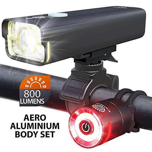 Product Cover BrightRoad Rechargeable 800 Lumens Bike Light Front and Back Bicycle Lights USB Headlight & Tail Lights IPX6 Waterproof for Cycling - Strong Led Flashlights Increase Visibility Safety Rear Light