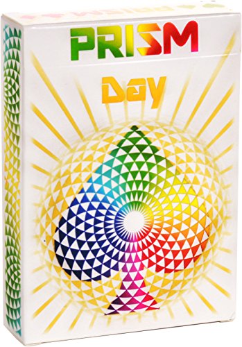 Product Cover PREMIUM PLAYING CARDS, White Deck of Cards, Cool Prism Day Gloss Ink, Best Poker Cards, Unique Bright Rainbow & Red Colors for Kids & Adults, Playing Card Decks Games, Standard Size