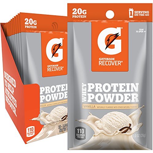 Product Cover Gatorade Whey Protein Powder, Vanilla (Single Serve Pouch, Pack of 12, 20 grams of protein per serving)