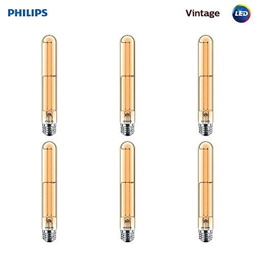 Product Cover Philips LED Dimmable T10 Vintage Amber Glass Tube Light Bulb: 300-Lumen, 2200-Kelvin, 4.5-Watt (40-Watt Equivalent), E26 Base, Amber, 6-Pack