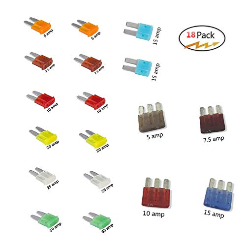 Product Cover Auto Car Micro II 2 Blade and Micro II 3 Fuse 5A 7.5A 10A 15A 20A 25A 30A Assortment ATO ATC Fit for Ram Mustang Kia Soul GMC Ford F150 Jeep Srt Dodge (18 Pieces)