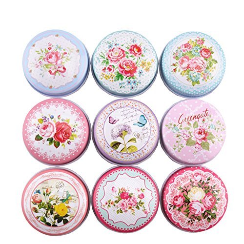 Product Cover TooGet DIY Candle Pretty Tin Jars, Empty Reusable Tin Cups for Homemade Tealights, Also Great for Dry Storage, Spices, Camping, Party Favors, and Gifts, 9-Pack
