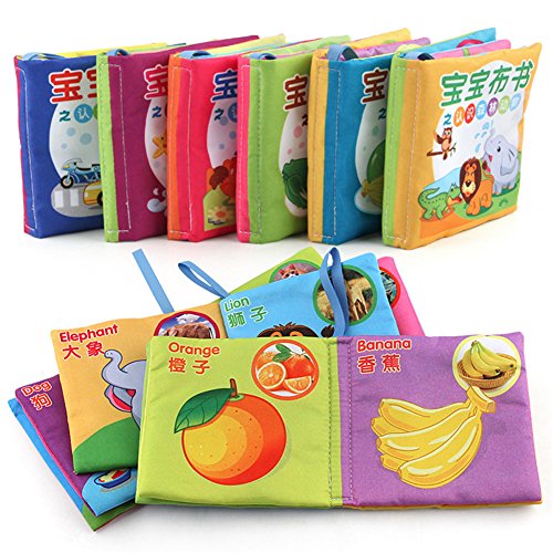 Product Cover Williant-Brilliant Baby Fabric Book Early Education Toys Chinese-English Bilingual Learning Toys Baby Non-Toxic Cloth Book Washable (6 in 1 Pack)