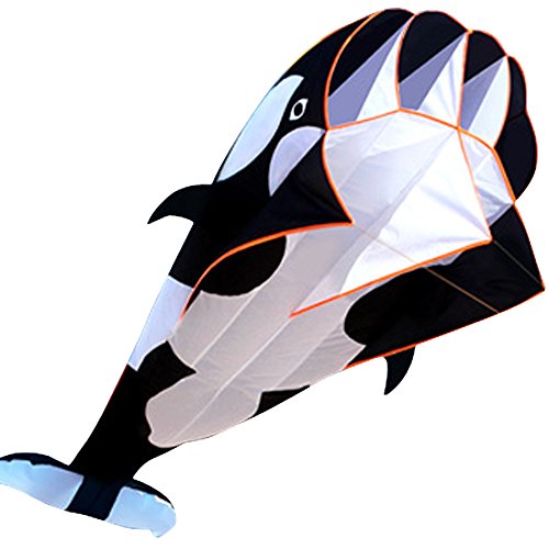 Product Cover Hengda KITE-3D Kite Huge Frameless Soft Parafoil Giant Black Dolphin Breeze Kite