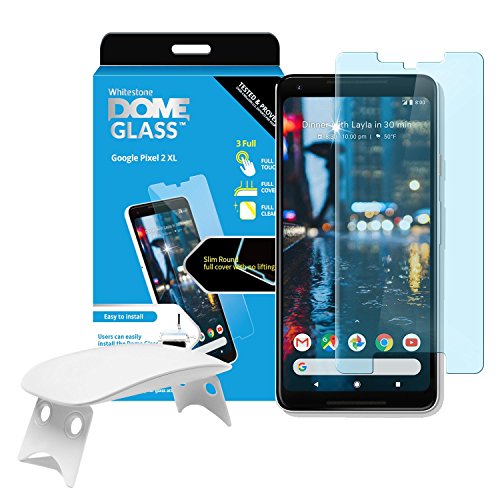 Product Cover Dome Glass Google Pixel 2 XL Screen Protector Tempered Glass Shield, [Liquid Dispersion Tech] 2.5D Edge of Screen Coverage, Easy Install Kit and UV Light by Whitestone for Google Pixel 2 XL (2017)