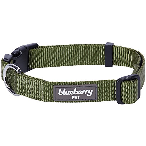 Product Cover Blueberry Pet 32 Colors Classic Dog Collar, Military Green, X-Small, Neck 8