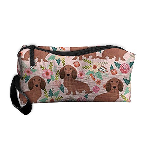 Product Cover Styleforyou Travel Makeup Dachshunds Floral Cosmetic Pouch Makeup Travel Bag Purse Holiday Gift For Women Or Girls