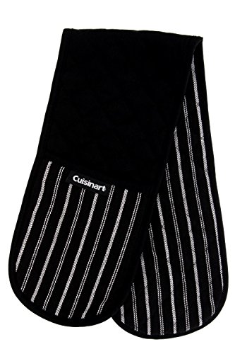 Product Cover Cuisinart Quilted Double Oven Mitt, Twill Stripe, 7.5 x 35 inches - Heat Resistant Oven Gloves to Protect Hands and Arms - Great Set for Cooking, Baking, and Handling Hot Pots and Pans- Jet Black