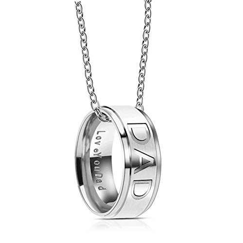 Product Cover Silove Love You Dad Mom Stainless Steel Necklace for Men Women Dad Birthday Gifts Jewelry