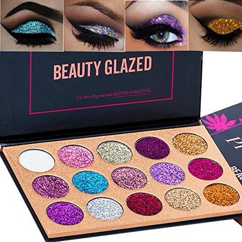 Product Cover 15 Colors Glitter Eyeshadow Palette Shimmer Ultra Pigmented Makeup Eye Shadow Powder Long Lasting Waterproof