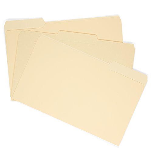 Product Cover File Folder, 1/3 Cut Assorted Tab, Legal Size, Manila, Great for Organizing and Easy File Storage, 100 Per Box