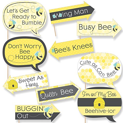 Product Cover Funny Honey Bee - Baby Shower or Birthday Party Photo Booth Props Kit - 10 Piece
