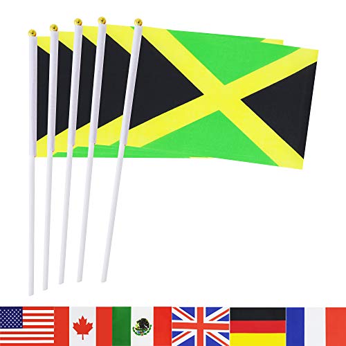 Product Cover Jamaica Stick Flag,TSMD 50 Pack Hand Held Small Jamaican National Flags On Stick,International World Country Stick Flags Banners,Party Decorations For Olympics,Sports Clubs,Festival Events Celebration