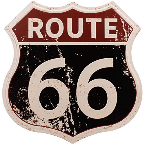 Product Cover hantajanss Route 66 Signs, Vintage Metal Shop Sign, U.S. 66 High Way Road Tin Sign for Home & Garage Wall Decoration 12× 12 Inches