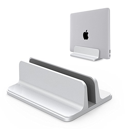 Product Cover TechzereTM Adjustable Width Aluminium Vertical Laptop Stand Holder for Macbooks, Windows & Other Laptops White